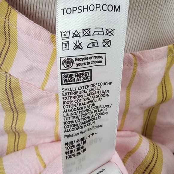 Topshop 165443 Womens Sleeveless Stripe Crop Tank Top Pink Yellow Size US 6 - Picture 14 of 15